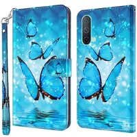 Mtp Products Wonder Series OnePlus Nord CE 5G Pung - Blå Sommerfugl