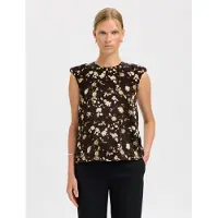 Selected Bluse mørkebrun / hvid