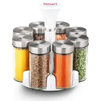 Lamart LT7017, Krydderihylde, Transparent, Hvid, Glas, Plast, Rustfrit stål, 0,68 L, Drejelåg, 4 cm