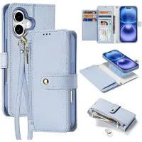 DUX iPhone 16 Lawa Wallet læderetui m. magnetisk cover - babyblå