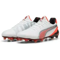 Puma KING ULTIMATE FG/AG Football Boots Unisex, Shoes, White/Silver/Glowing Red, 44.5