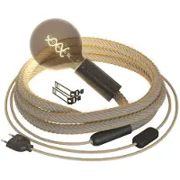 Creative Cables Snakebis Reb-stik-i Lampe Med Jute Ledning Og 2-stik Stik