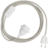 Creative Cables Snakebis Twisted E27 Lampeskærm-kabelsæt Med Lampeholder. Stofbetrukket Kabel Og 2-benet Stik 3 M