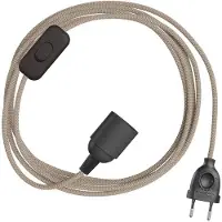 Creative Cables Snakebis Zig-zag E27 Kabelsæt Med Lampholder. Zigzag-stofledning Og 2-benet Stik 3 M