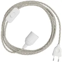 Creative Cables Snakebis Twisted E27 Kabelsæt Med Lampesokkel. Stofbetrukket Kabel Og 2-benet Stik 3 M
