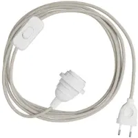 Creative Cables Snakebis E27 Lampeskærm-kabelsæt Med Lampeholder. Farvet Stofkabel Og 2-benet Stik 3 M