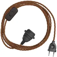 Creative Cables Snakebis Twisted E27 Lampeskærm-kabelsæt Med Lampeholder. Stofbetrukket Kabel Og 2-benet Stik 1.8 M