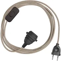 Creative Cables Snakebis Zig-zag E27 Lampeskærm-ledningsnet Med Lampesokkel. Sikksak-stofkabel Og 2-polet Stik 1.8 M