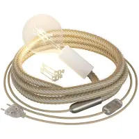 Creative Cables Snakebis Lampe Med Reb-stikprop Jutesnor Og 2-benet Stik Med Pære