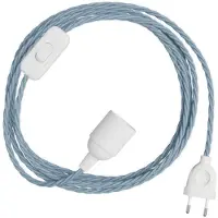 Creative Cables Snakebis Twisted E27 Kabelsæt Med Lampesokkel. Stofbetrukket Kabel Og 2-benet Stik 1.8 M