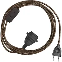 Creative Cables Snakebis Zig-zag E27 Lampeskærm-ledningsnet Med Lampesokkel. Sikksak-stofkabel Og 2-polet Stik 1.8 M