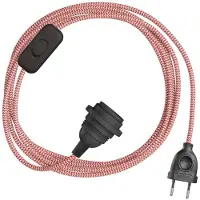 Creative Cables Snakebis Zig-zag E27 Lampeskærm-ledningssæt Med Lampesokkel. Zigzag-stofkabel Og 2-polet Stik 3 M