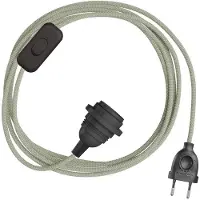 Creative Cables Snakebis Zig-zag E27 Lampeskærm-ledningsnet Med Lampeholder. Sikksak-stofkabel Og 2-polet Stik 1.8 M