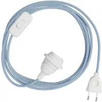 Creative Cables Snakebis Zig-zag E27 Lampeskærm-ledningsnet Med Lampesokkel. Sikksak-stofkabel Og 2-polet Stik 1.8 M