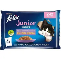 Purina Felix Fantastic Junior Grill Gelé 4x85g Kattesnack 12 Enheder