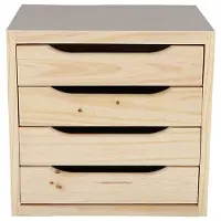 Wellhome Kommode Med 4 Skuffer Ubehandlet Uden Lak