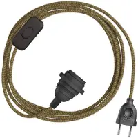 Creative Cables Snakebis Zig-zag E14 Lampeskærm-ledningsnet Med Lampeholder. Zigzag-stofkabel Og 2-polet Stik 1.8 M