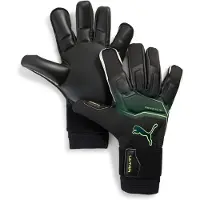 Puma ULTRA Ultimate Hybrid Goalkeeper Gloves, Accessories, Black/Green Terrain/Fizzy Light, 10.5