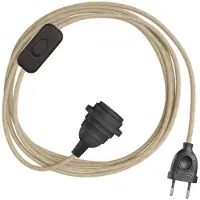 Creative Cables Snakebis E14 Lampeskærm-kabelsæt Med Lampeholder. Farvet Stofkabel Og 2-pin Stik 1.8 M