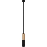 Creative Cables Pendellampe Med Tekstilkabel Og Dobbelt Tub-e14-lampe I Træ Og Metal