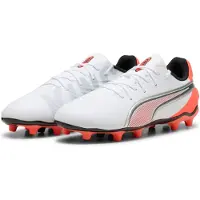 Puma KING MATCH FG/AG Football Boots Youth, Shoes, White/Glowing Red/Black, 28