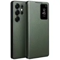 Qialino Samsung Galaxy S25 Ultra Smart View Flip Lædercover - Grøn