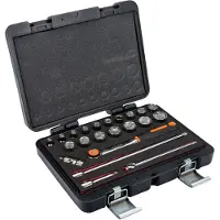 Bahco 3/8´´ Square Metric Hexagonal Profile And Ratchet Round Head-t Handle Nøglesæt 22 Enheder