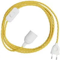 Creative Cables Snakebis Twisted E27 Kabelsæt Med Lampesokkel. Stofbetrukket Kabel Og 2-benet Stik 1.8 M