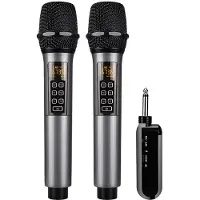 INF 2-pak trådløs mikrofon Bluetooth rumklang med Android-portkabel Black