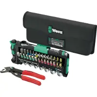Wera Tool-Check Combi 1, with KNIPEX Cobra, bit set black/green, 40-piece, including 1/4 bit ratchet and water pump pliers