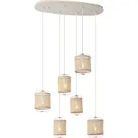 QAZQA Japandi Pendellampe Beige med stofskærme 6-lys - Yente