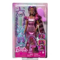 Barbie sjovt og fancy s?t modedukke med ekstra lange farvestribede sorte h?rt?j og stylingtilbeh?r