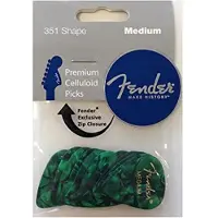 Fender 351-form Medium Grøn Moto-Celluloid Plektrer 12-pak til elektrisk, akustisk guitar, mandolin og bas