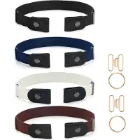 INF Elastisk bælte uden spænde 4-pak Black/DarkBlue/White/Brown