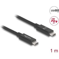 DeLOCK USB 80 Gbps-kabel USB Type-C han til han 16K 60 Hz PD 3.1 240 W E-Marker koaksial 1 m sort