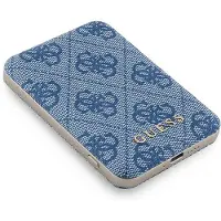 GUESS Powerbank induktiv 15W GUPB5FP4EMGB 5000mAh blå/blå 4G Læder Metal Logo MagSafe