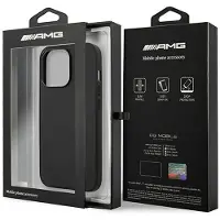 Mercedes AMG AMHCP14LDOLBK iPhone 14 Pro 6.1 "sort / sort hardcase Læder Hot Stamped