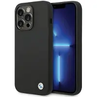 BMW Silikone-etui med metallogo til iPhone 15 Pro - sort
