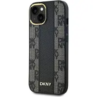 DKNY MagSafe-etui i ternet læder med ensfarvet mønster til iPhone 14/15/13 - Sort