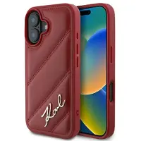Karl Lagerfeld Diagonal Quiltet Script iPhone 16 Etui - Rød