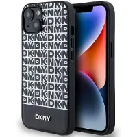 DKNY Pu Leather Repeat Pattern Bottom Stripe Magsafe Iphone 14 Telefon Etui