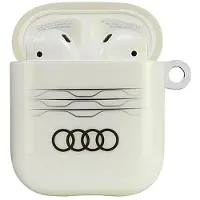 Audi IML-etui med geometrisk mønster til AirPods 1 / 2 – hvid