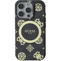 GUESS IML Peony On 4G Background MagSafe-etui til iPhone 16 Pro - sort