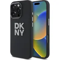 DKNY Liquid Silicone Metal Logo iPhone 16 Pro-etui - Sort