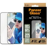 PanzerGlass - Skærmbeskytter for mobiltelefon - ultrabred pasform - glas - rammefarve sort - for Apple iPhone 16 Pro