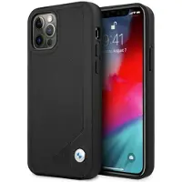 BMW Deboss-etui i læder til iPhone 12 Pro Max - Sort
