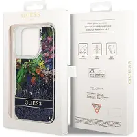 GUESS GUHCP14LLFLSB iPhone 14 Pro 6.1 "blå / blå hardcase Flower Liquid Glitter