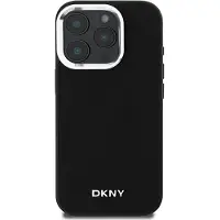 DKNY MagSafe iPhone 16 Pro Max-etui med sølvfarvet logo - sort