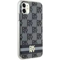 DKNY IML Checkered Mono Pattern & Printed Stripes MagSafe-etui til iPhone 11 / Xr - Sort