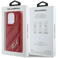 Karl Lagerfeld Diagonal Quiltet Rødt iPhone 15 Pro Max Etui